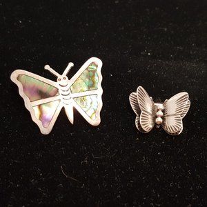 2 Sterling Butterfly Pins